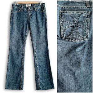 HABITUAL Bootcut Leg Applique Pocket Jeans Mid-Rise Blue Denim Sz 29